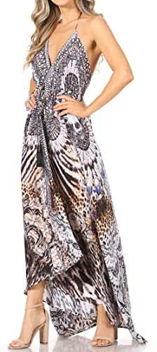 Image of Sakkas Lizi Womens Maxi High-Low Halter Handkerchief Long Dress Beach Party