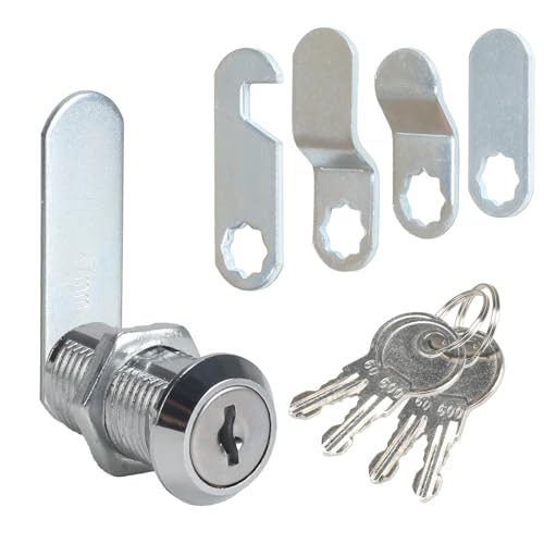 Luabue Serrure de boîte aux lettres - 25 mm - Avec 4 fermetures et 5 plaques de serrure différentes - Serrure à levier - Pour boîtes aux lettres, portes d'armoire (25 mm)