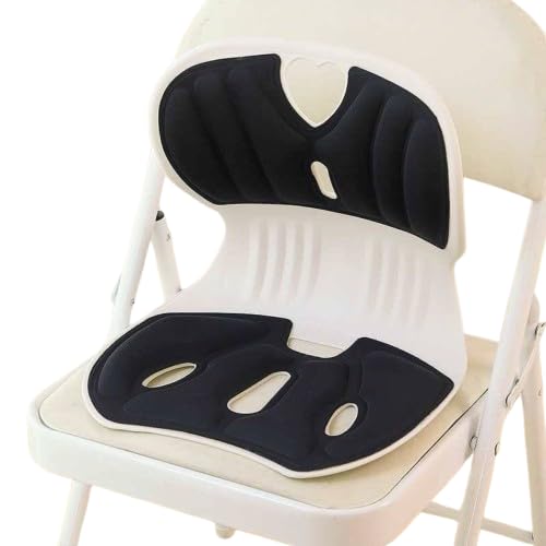 Assento Ergonômica para Cadeira com Apoio Lombar, 33 x 35 cm, Espuma de Alta Densidade, Branco e Cin