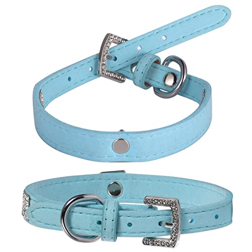 AOKSI Dog Cat Collars,Luxury Sparkly Silver Buckle and Bling Diamond with Rhinestone Crown Decoration Velvet Leather… - Image 2