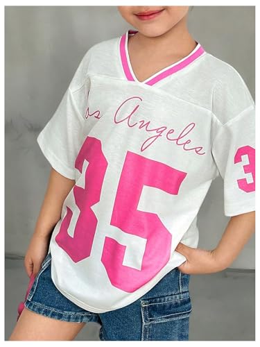 SOLY HUX Toddler Girl's Y2k Jersey Shirt Number Graphic Tees V Neck Short Sleeve Loose Summer Tops4