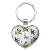 Kittens Cats and Butteflies Pattern Keychain Heart Love Metal Key Chain Ring