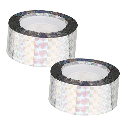 POPETPOP 2 Rolos Fitas Pássaros Discos Pássaros Fitas Espirais Flash Reflexiva Adesiva Decorativa O