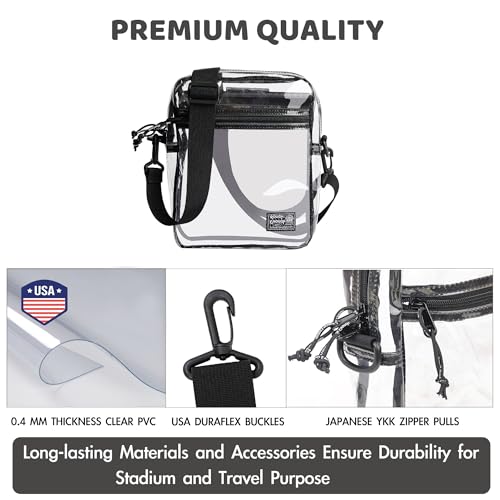 Rough Enough Clear Crossbody Bag for Stadium Events Large Transparent Purse with Adjustable Strap YKK Zipper Concert Approved4