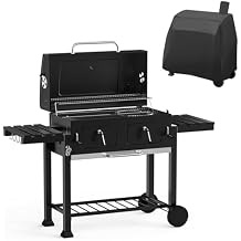 ONLYFIRE GRILLS Large BBQ Charcoal Grill with Cart & 2 Liftable Charcoal Trays, 794 SQ.IN Cooking Area, Heavy Duty Outdoor Barbecue Grill with Foldable Side Tables, Wheels & Cover, GS339