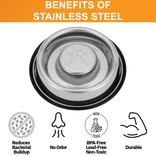 Neater Pet Brands Stainless Steel Slow Feed Bowl - Non-Tip & Non-Skid - Stops Dog Food Gulping, Bloat, Indigestion, and Rapid Eating (5 Cup) by Neater Pet Brands - Image 6