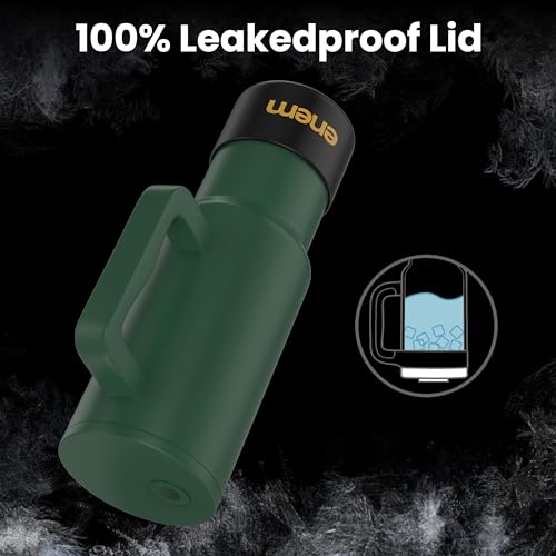 Image of enem Tumbler, Deep Jungle, Tumbler with Metal Straw, Sipper, with Lid Leak Proof, 1 Metal Ice Cube, 1 Copper Spring (Tamba), Base Protector, Mug Travel, 1.2L