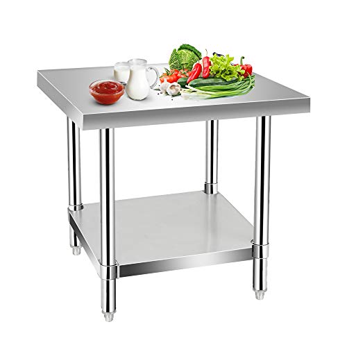 Commercial Kitchen Prep & Work Table, KITMA Stainless Steel Food Prep Tables, 30 x 30 Inches,NSF