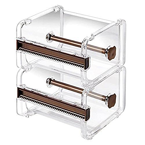 Dometool - 2pcs Washi Tape Dispenser Cutter,Roll Tape Holder Organizer,Masking Tape Desktop Tape DIY Sticker Roll Tape Cutter Holder Storage (Brown)