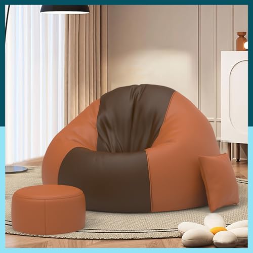 Image of Biggie Bean Bag with Beans Filled 6XL Bean Bag Sofa with Free Cushion Footrest - Official : ColorFlex Lounge Combo (Matching Color : Regular, Brown Tan)