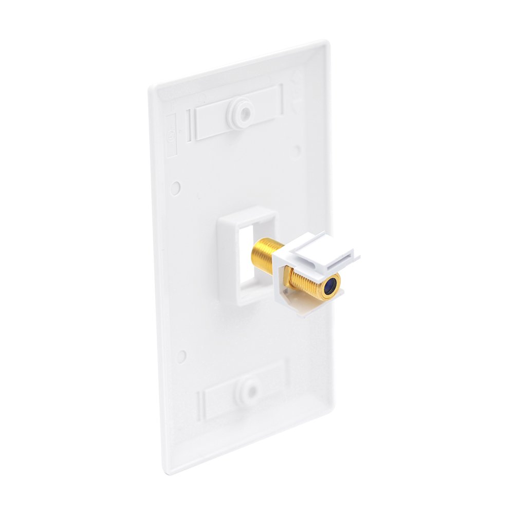 VCE Coax Wall Plate 2-Pack, 1-Port TV Cable Wall Plate 3GHz F-Type Keystone Coupler RG6 Wall Jack for Coaxial Cable, Single Gang, White
