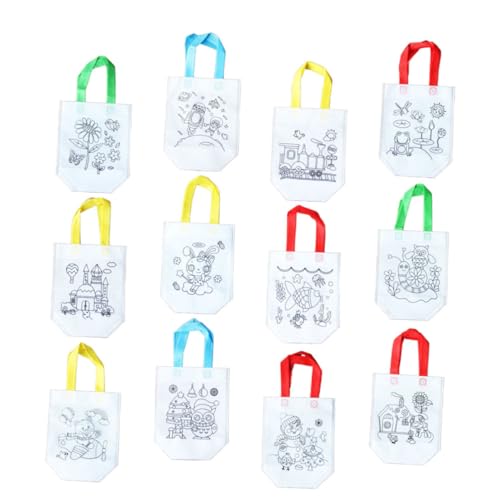 JOINPAYA 12pièces De Course Non Tissé Pliable avec Motifs à Colorier pour Garçon Fille Pochette De Rangement Pratique pour Activités Manuelles Maison