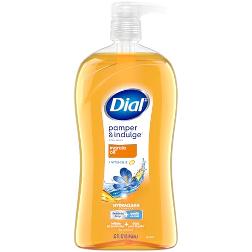Dial Body Wash, Pamper & Indulge Marula Oil, 32 Fl Oz, Hydraclean Complex & Vitamin E, Gentle, Leaves Skin Feeling Nourished, Dermatologist-Tested, No Parabens & Sulfates