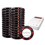 Pagers for Restaurants, 24 Coaster Beeper Restaurant Buzzer System with Beeps, Vibration, Flashing, Guest Customer Queue Pagers for Food Truck, Church Nursery