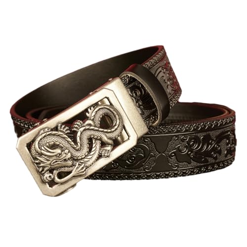 Ceinture à cliquet en cuir véritable motif floral pour jean