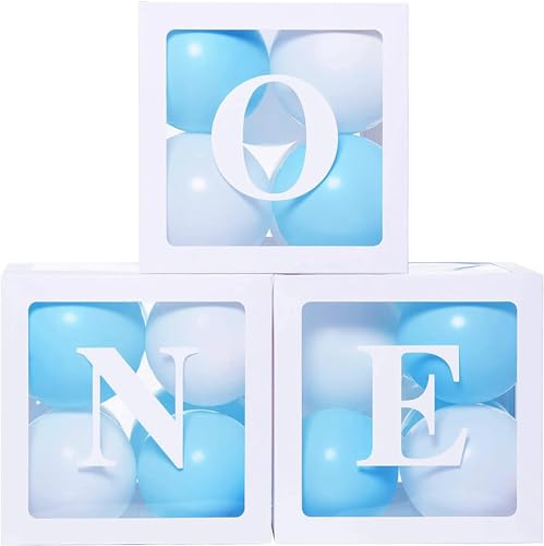 Numero 1 Compleanno Scatola,Scatola Decorazione Baby Scatola 1 Compleanno,Baby Shower Decorazioni,Scatola Palloncini Baby Shower,Scatole di Palloncini per Decorazioni (blu)