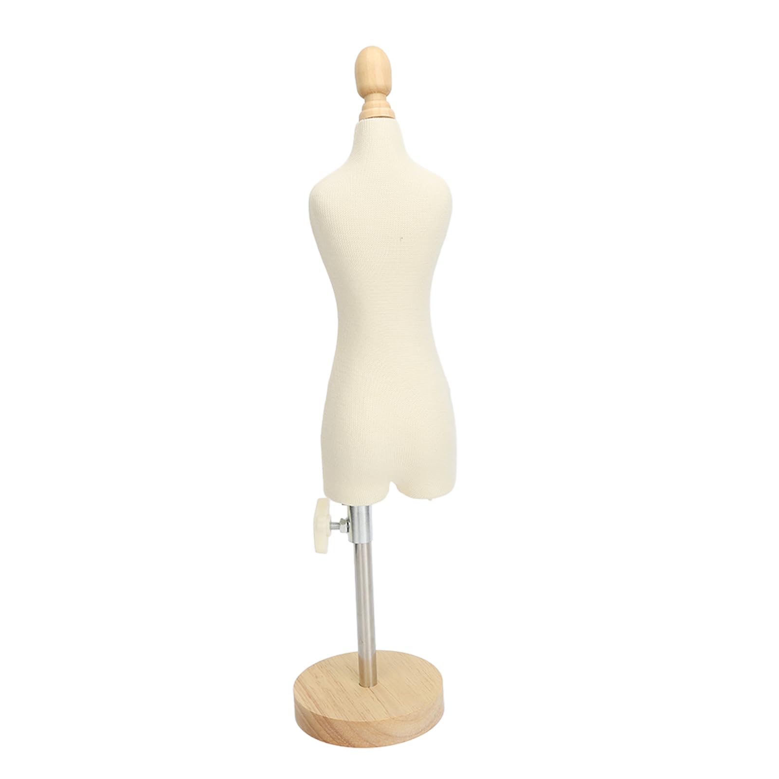 Maniquí de costura mini con torso femenino detallado y soporte de madera