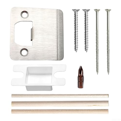 Piastra estesa con bordo in acciaio temprato da 2 mm e bordo extra largo per telai di porte larghe, include kit di installazione completo con tasselli in legno e punta (colore acciaio)