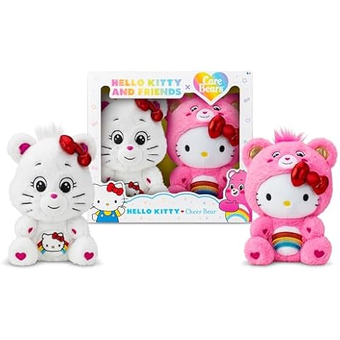 Care Bears Hello Kitty Loves Cheer Bear 10" Collectible Plush 2-Pack - Soft, Huggable Material! Cover