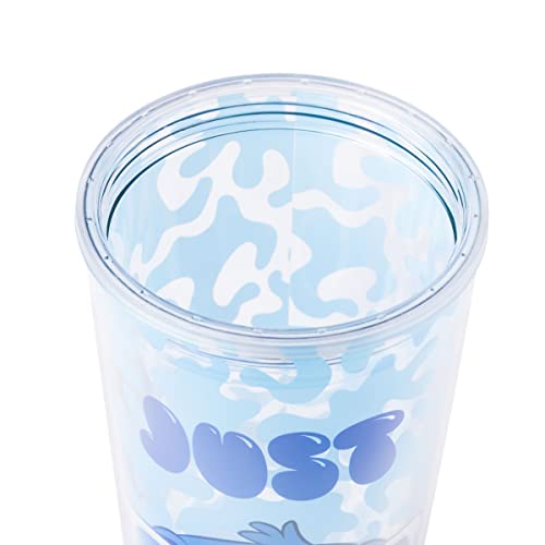 Image of Silver Buffalo Disney Lilo and Stitch Cool Sunglasses Just Chill Plastic Boba Tumbler with Lid and Straw, 24 Ounces