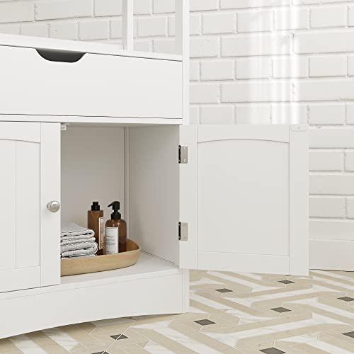 Vasagle Bathroom Storage Cabinet With Drawer, 23.6 X 11.8 X 48 Inches, White #TOP5