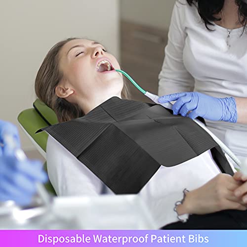 Annhua Black Dental Bibs Waterproof Patient Disposable Bib 13" X 18", Polyback Towel 3 Ply Tissue Tattoo Paper Napkins 60 Pcs For Dental Clinic, Tattoo Staion And Salon - Soft And Fluid Resistant #TOP1