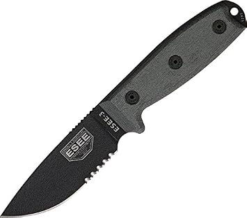 ESEE -3S with Modified Pommel Black Blades with Micarta Handles and Brown Molle Sheath