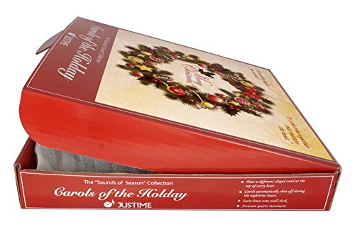 Justime Elegant 14-Inch 12 Song Of Carols Of Christmas Wreath Melody Wall Clock, Quartz Home Wall Deco Clock - (Wr Gold) #TOP7