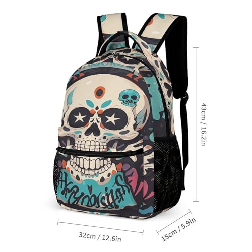 3Pcs Backpack Sets Rock Skull Print Travel Daypack 3 in 1 Lightweight Backpack Set with Lunch Bag And Cosmetic Bag2