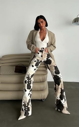 PIRAL The Cow Jeans – Women’s High Rise Straight Fit Jeans, 100% Cotton, Bold Animal Print Denim, 34" Inseam2