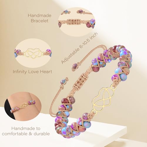 Gifts for Mom Daughter Granddaughter Love Gifts for Wife Girlfriend to My Sister Jasper Heart Bracelets Natural Stone Bracelet Graduation Birthday Anniversary Christmas Jewelry for Women4