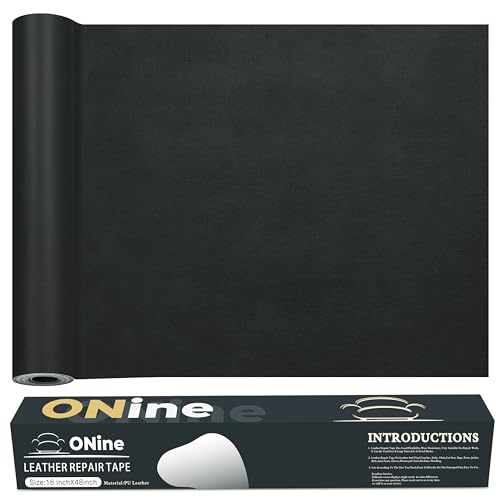 ONine Leather Repair Tape,Self Adhesive Leather Repair Patch,Leather Patches for Furniture,Sofa,Car Seats,Office Chair. Vinyl Repair Kit 16x48in(Dark Grey)