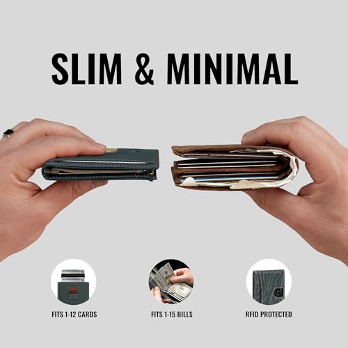 Image of Kings Loot Money Clip Slim Minimalist Wallet for Men - RFID Blocking Leather Design with Money Clip - Front Pocket Bifold Holds 12 Cards - Stylish & Compact Wallets (Blue Haven)