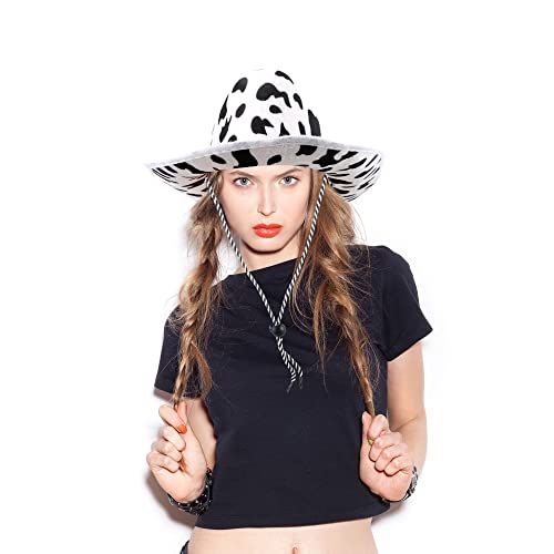 Sgbetter 8 Pack Cow Print Cowboy Hat Black And White Cow Pattern Western Cowgirl Hats For Cowboy Theme Party Halloween Cosplay Dress Up Costume Accessories thumb #6