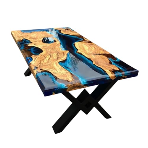 Customized Live Edge Epoxy Resin Dining Table Top, Personalized Blue Ocean Epoxy Resin Table, Sea Table, Ocean Table, Kitchen Table, Home Decor, Luxury Resin Art Furniture (24x36 inch)