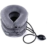 Varlcor ネックストレッチャー 首 サポーター【理学療法士監修推奨】 三つ叉ポンプ式 高級スエード フリーサイズ 首伸ばしエアータイプ 首 コルセット ネックサポーター エアー 防寒対策 自宅 休憩 旅行 出張 仕事用 勉強 軽量 保温 男性 女性 父の日 母の日 誕生日プレゼント (ライトグレー)