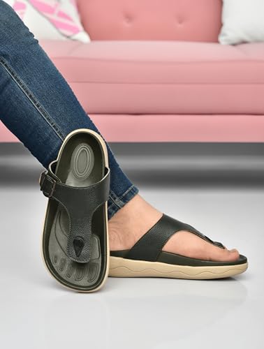 Image of HEALTH FIT Extra Soft Premium Classic Cushion Sliders /with Adjustable Buckle Strap & Light Weight Anti-SkidWaterproof Luxurious Slippers for Men's HF121