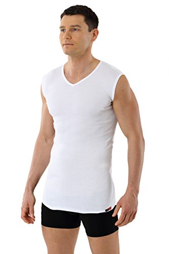 Men's Sleeveless v-Neck Business Undershirt 100% Organic Cotton White2