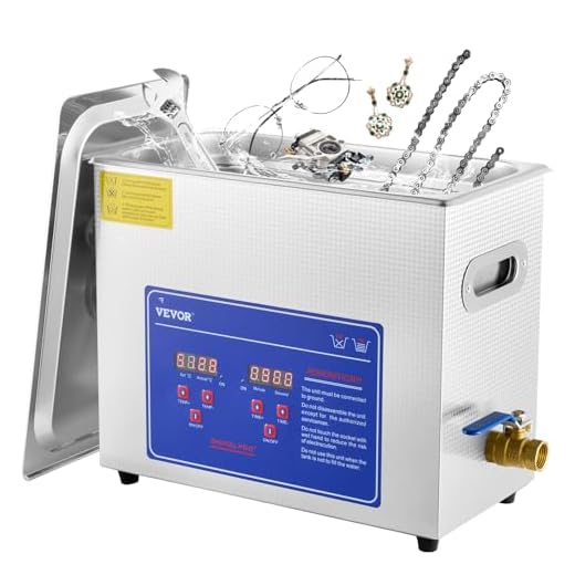 VEVOR Ultrasonic Cleaner with Digital Timer & Heater, Professional Ultra Sonic Jewelry Cleaner, Stainless Steel Heated Cleaning Machine for Glasses Watch Rings Small Parts Circuit Board (6L)