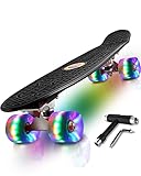 Monopatín Skateboard Completo Niños con 4 Ruedas LED para Niño y Niña Penny Board Mini Cruiser de 55CM con Herramienta T de Patinete Todo-en-uno (Color 1)