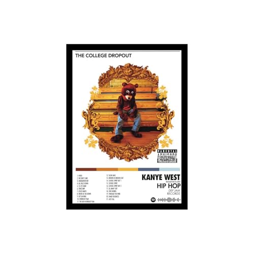 Image of BLINKART KANYE - The College DropOut Wall Photo Frames | Wall Art for Bedroom, Living Room, Studio or Office | Album Cover Print with Spotify Song Link QR Code | Gift for Fans - 8x12 In