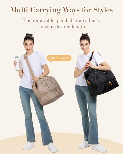 Missnine Weekender Bag for Women, Foldie Travel Bag Expandable with Shoes Compartment Travel Duffel 50L Carry on Overnight Gym - Thumbnail 6