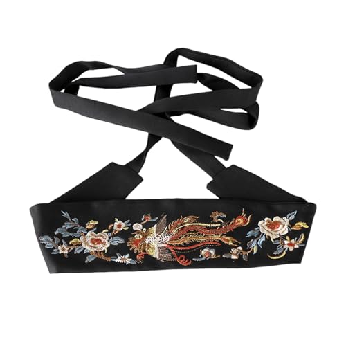 Ancient Styles Embroidered Belt Width Waist Cincher For Women Cultural Festival Photography Traditional Costume Floral Embroi3