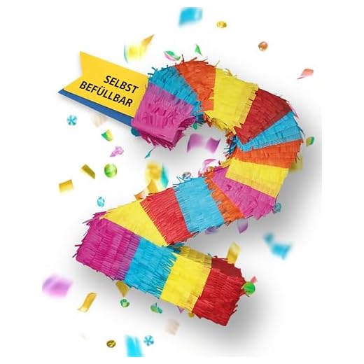 Party Factory – Pinata Geburtstagsdeko für Kinder zum Befüllen & aufhängen – Bunte Schlag-Piñata als Party Deko in 50x35x8 cm für Kindergeburtstag & Mottopartys – Partyspiel Pinjata mit der Zahl 2