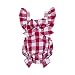 Newborn Infant Baby Girls Clothes Plaids Checks Romper Jumpsuit Bodysuit Outfits (0-3 Months, Red)