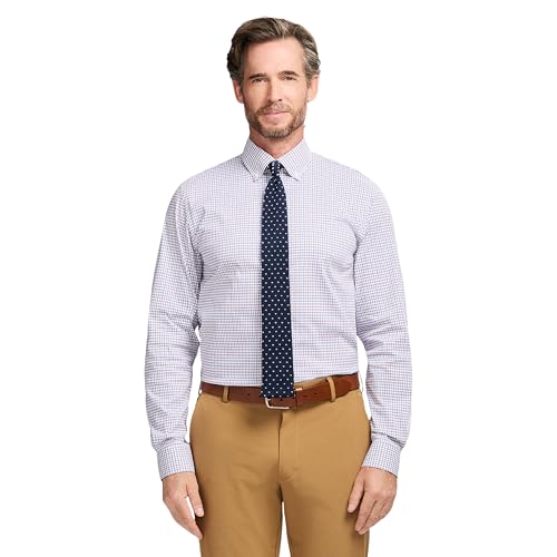 IZOD Men's Slim Fit Dress Shirt Long Sleeve Wrinkle Free Stretch Button Down Collar, Biking Red