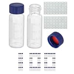 PATIKIL 2ml Autosampler Vial, 100Pcs HPLC/GC Vials 9-425 Lab Clear Vials Sample Vial Solid Screw Cap Writing Patch PTFE & Silicone Septa with Labels for LC Stamper