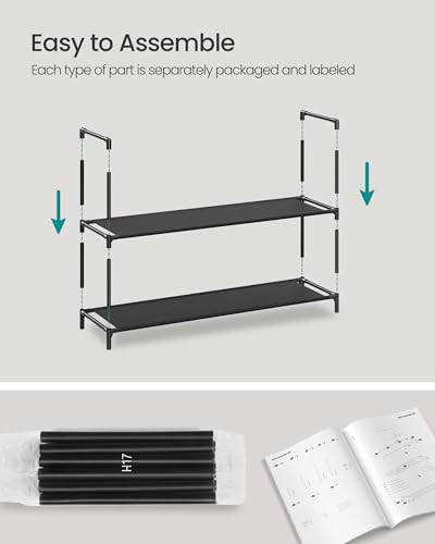 Image of SONGMICS 2-Tier Shoe Rack, Shoe Storage for Hallway Closet, Slim and Space-Saving, Steel Frame, Non-Woven Fabric Shelves, Black ULSH052B01