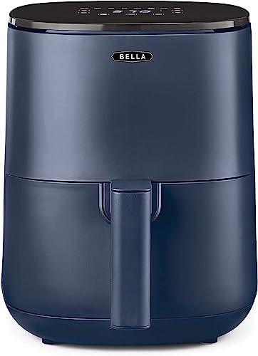 BELLA Friggitrice ad Aria Digitale da 3 L, Multifunzione 5-in-1 con Griglia e Cestello Antiaderenti Rimovibili e Lavabili in Lavastoviglie, 1400 Watt, Blu Opaco
