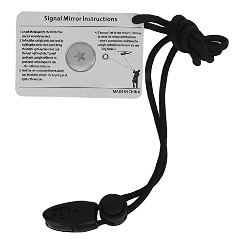 OUKENS Outdoor Signal Mirror, 3x2in Survival Signal Mirror Reflective Function Explorer Tool with Lanyard, Emergency Mirror Signaling Mirror for Camping Fishing Hiking